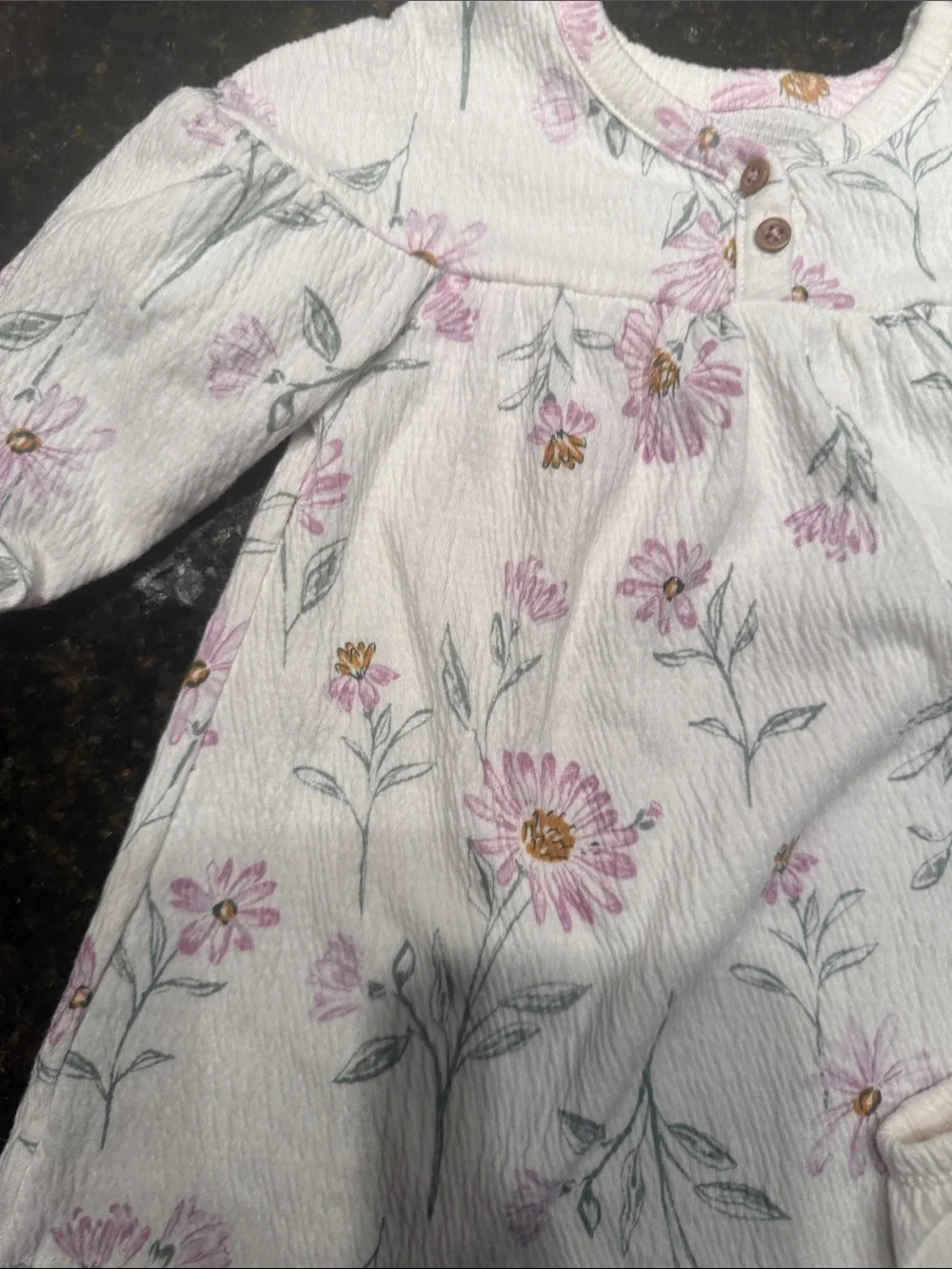 Floral Pink Cream Long-Sleeve Baby Girl Dress & Bloomers - 6 Month - NEVER WORN